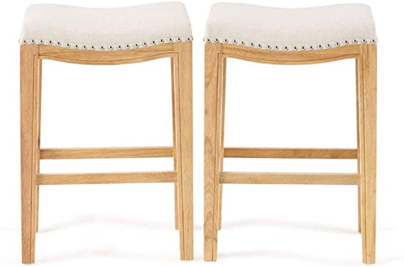 Christopher Knight Home 237492 Jaeden Beige Backless Counter Stool (Set of 2), Brown;White