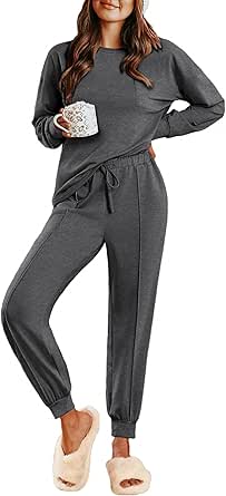 Ekouaer Lounge Sets for Women 2 Piece Jogger Pajama Long Sleeve Pants Loungewear Sweatsuits Casual Matching Outfits