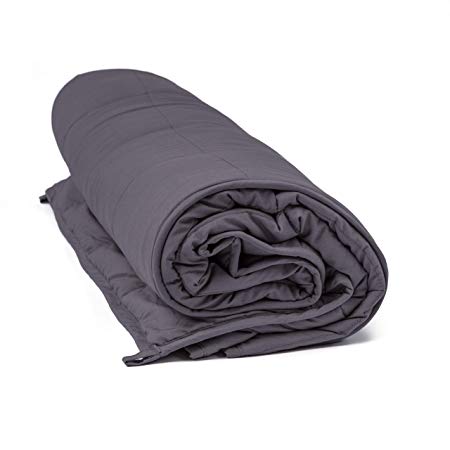 Luxton Home Calming Weighted Blanket for Women, Men and Children Cotton and Glass Beads (Dark Grey, 36X48-5lbs)