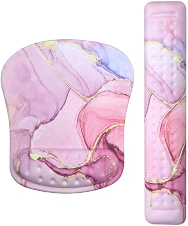 Anyshock Keyboard Wrist Rest Pad and Mouse Wrist Rest Support Mouse Pad - Durable & Comfortable & Lightweight for Easy Typing & Pain Relief-Ergonomic Support (Pink Abstract Art)