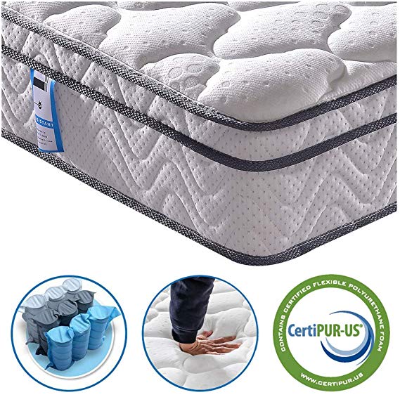 Vesgantti 6FT Super King Mattress, 10.3 Inch Pocket Sprung Mattress Super King with Breathable Foam and Individually Wrapped Spring - Medium Firm Feel, Classic Box Top Collection