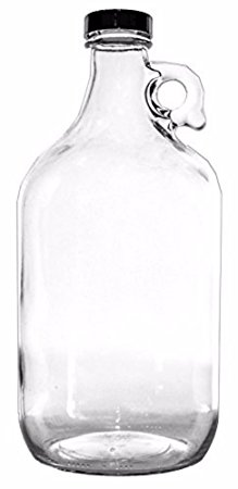 True Fabrications HOZQ8-721 1/2 gal Clear Glass Beer Growler, Reusable with Poly Seal Cap, 64 oz., Clear (Pack of 3)