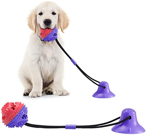 CAMTOA Dog Chew Toys for Aggressive Chewers, Suction Cup Dog Chewing Toy, Dog Rope Ball Toys with Suction Cup for Small Large Dogs, Puppy Dog Teeth Cleaning Interactive Pet Tug Toy for Boredom