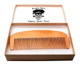 Captain Jacks Beard Comb - Eliminates tangle frizz and static - Natural Pear Wood Best Quality Mens Pocket Comb for Beard and Mustache