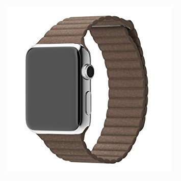 Smart Watch Replacement Band Straps 38mm/ 42mm Compatible For iWatch, Leather Magnetic Loop for Smart Watch Series 1 and 2 (Chocolate Brown leather magnetic loop 38mm)