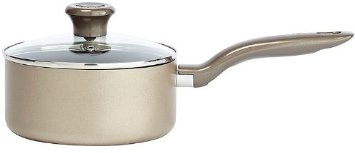 T-fal C06724 Metallics Oven Safe Nonstick Dishwasher Safe PFOA Free Saucepan with Glass Lid Cookware 3-Quart  Bronze