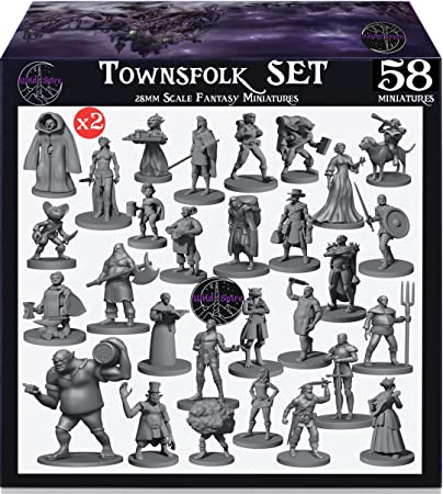 Wildspire 58 Miniatures Townsfolk Hero for DND Miniatures Bulk 28mm & Dungeons and Dragons Miniatures | for DND Minis and D&D Miniatures Fan and Fantasy Miniatures I Campaign Setting & Quests