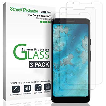 amFilm Glass Screen Protector for Google Pixel 3a XL (3 Pack) 0.2mm Tempered Glass (2019)