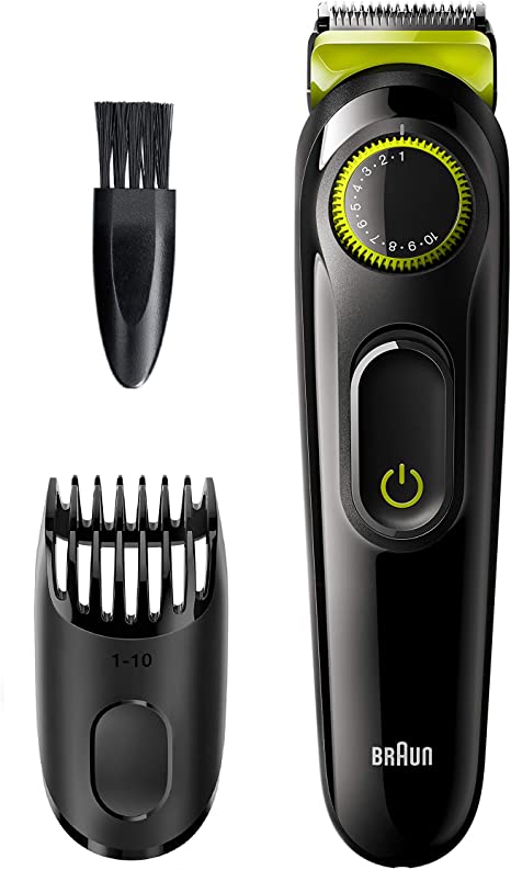 Braun Beard Trimmer Bt3221, Beard Trimmer for Men & Hair Clipper, 20 Length Settings, V Green