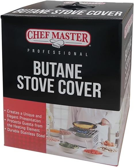 Chef Master 90217 Butane Stove Cover, Protects Flames from Wind, Elegant Presentation, Durable Stainless Steel, Cover for Chef Master Butane Stove