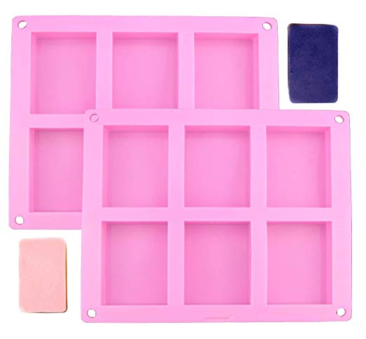 2-Pack Silicone Soap Molds Homemade Craft Old Fashion Soap Bar Mold Silicone Molds for Cake Baking Tart Pudding Cookie Making, Rectangle Shape