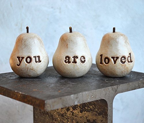 You are loved pears, mom gift idea, hand stamped clay pears with words
