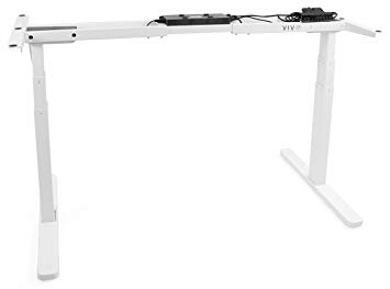 VIVO White Electric Dual Motor Stand Up Desk Frame | Standing Height Adjustable Workstation Base (Desk Frame Only) Ergonomic Desk Legs (DESK-V120EW)