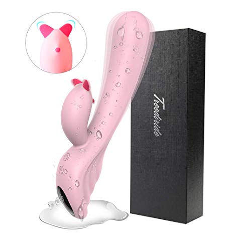 G Spot Rabbit Vibrator with Fox Mouth for Clitoris Stimulation,Treediride Waterproof Dildo Vibrator Clit Stimulator with 9 * 9 Vibration Modes Quiet Dual Motor Sex Toy for Women Couple (Pink)