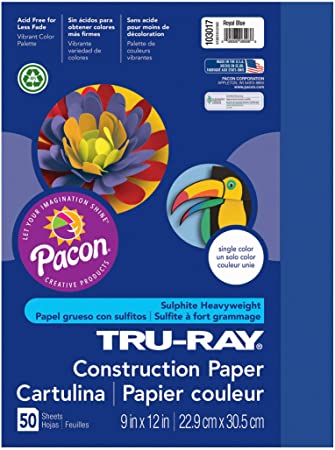 Tru-Ray Heavyweight Construction Paper, Royal Blue, 9" x 12", 50 Sheets