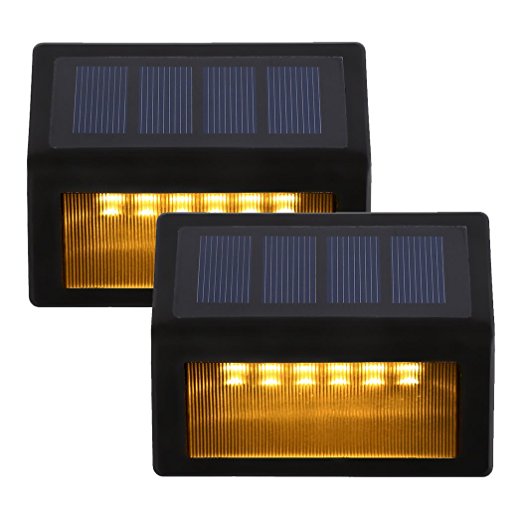 Solar Step Lights , SIEGES 6 LED Solar Powered Outdoor Step Light , Waterproof IP55 Security Walkway Light for Garden , Patio , Fence , Yard , Driveway , Garage , Stairway , Gate , Wall - Pack of 2