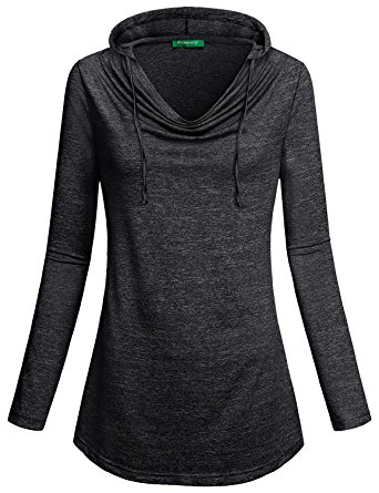 Kimmery Womens Long Sleeve Cowl Collar Fold Basic Pullover T-Shirt Hoodies Sweatshirt Tops