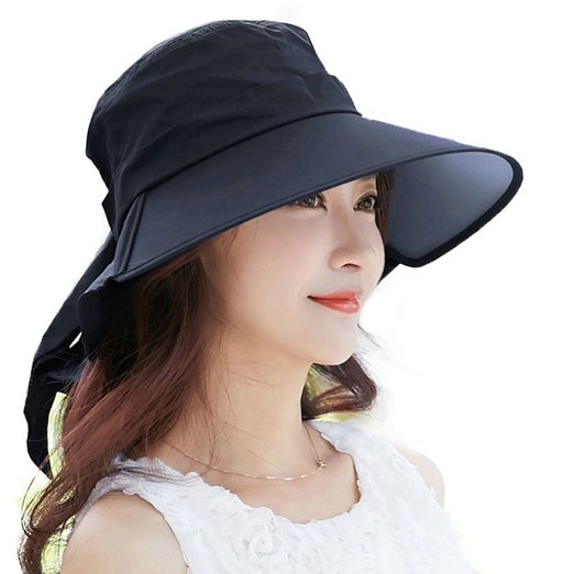 Siggi Womens Summer Flap Cover Cap Cotton UPF 50  Sun Shade Hat with Neck Cord