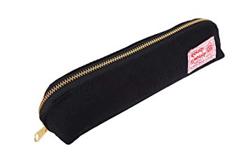 Rough Enough Multi-purpose CORDURA Polyester Long Slim Classic Portable Pencil Case Pouch Holder Organizer with YKK Gold Zipper for Stationary Cosmetics Accessories Kids Boys Students at Schools Black