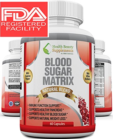 * MEGA BLOOD SUGAR SUPPORT MATRIX * With Cinnamon Bark – White Mulberry Leaf – Cayenne Pepper – Magnesium – Healthy Blood Sugar & Glucose Levels – EVEN SUPPORTS WEIGHT LOSS!