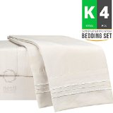 Bed Sheet Bedding Set 100 Soft Brushed Microfiber with Deep Pocket Fitted Sheet - KING - BEIGE CREAM - 1800 Luxury Bedding Collection Hypoallergenic and Wrinkle Free Bedroom Linen Set