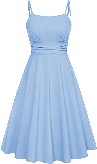 Belle Poque 2024 Summer Dresses for Women Spaghetti Strap Midi Sun Dress Cute Casual Dress with Pockets