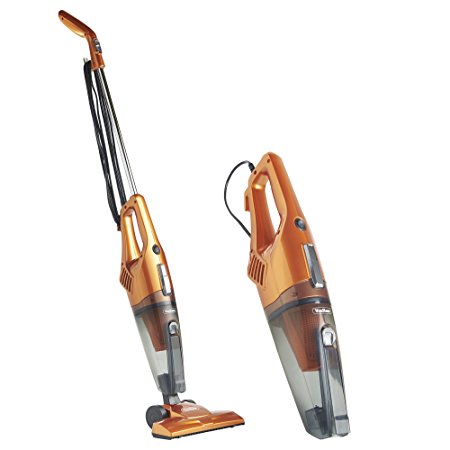VonHaus 600W 2 in 1 Upright Stick & Handheld Vacuum Cleaner with HEPA and Sponge Filtration & FREE Crevice Tool includes Free 2 Year Warranty - Orange [Energy Class A]