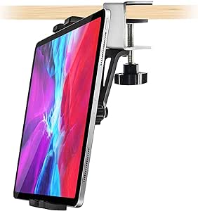 Kitchen Cabinet Tablet Mount, woleyi Easy-Install Under Cabinet Tablet & Phone Clamp Holder Stand for iPad Pro 9.7, 10.5, 12.9 Air Mini, iPhone, Galaxy Tabs, Switch, More 4-13" Tablets and Cellphones