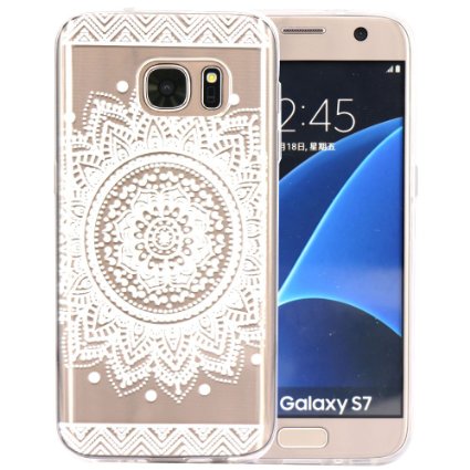 Galaxy S7 Case, JIAXIUFEN TPU Silicone Gel Soft Clear Case Cover for Samsung Galaxy S7 - Henna Full Mandala Floral Dream Catcher