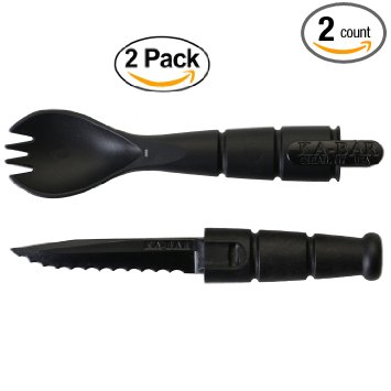 Ka-Bar Tactical Military Sporks - Spoon Fork Knife Combo Set - Camping Hiking Hunting Backpacking Outdoor Survival Multitool Utensil Accessory - 2 Pack