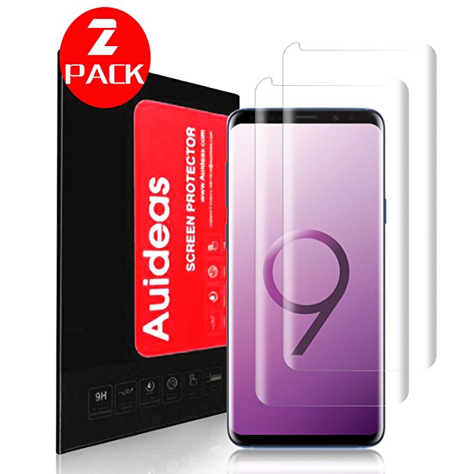 [2-Pack] Galaxy S9 Plus Clear Screen Protector, Auideas Tempered Glass Screen Protector with [9H Hardness][Easy Bubble-Free Installation][Anti-Scratch][Anti-Fingerprint] for Samsung Galaxy S9 Plus