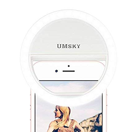 Selfie Ring Light, UMsky Clip-on LED Camera Light, Rechargeable 30 LED Fill-Light, 3-Level Adjustable Brightness On-Camera Video Lights Night Light for iPhone x Samsung Other Phone