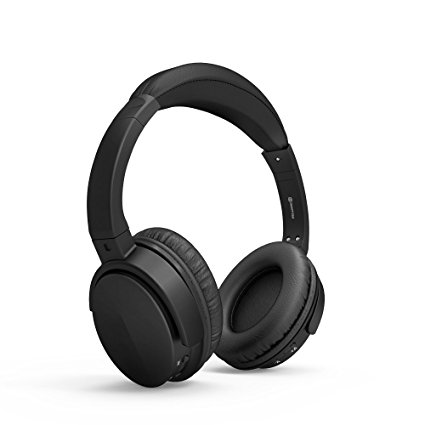 SMARTOMI HOOP Over Ear Bluetooth Headphones with Mic,aptX HiFi Stereo Wireless Headset,Siri Google Now, Metal Adjustable Headband,Wireless Wired Dual Mode for PC/Cell Phone/TV,Soft Earmuffs 16H Black