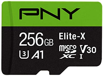 PNY Elite-X 256 GB microSDXC Memory Card  SD Adaptor with A1 App Performance   100MB/s Read Speed, Class 10 UHS-1, U3, V30 for 4K Video