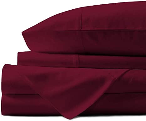 Mayfair Linen 100% Egyptian Cotton Sheets, Burgundy King Sheets Set, 800 Thread Count Long Staple Cotton, Sateen Weave for Soft and Silky Feel, Fits Mattress Upto 18'' DEEP Pocket