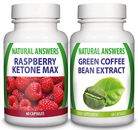 Raspberry Ketone Max & Green Coffee Bean Extract by Natural Answers - Appetite Suppressant Diet Pills - Maximum Strength Fat Burning Supplement - Natural Quick Weight Loss Tablets - UK Manufactured