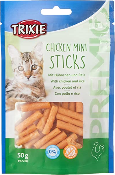 TRIXIE Snack PREMIO Chicken Mini Sticks, Pollo/Arroz, 50 g, Gato