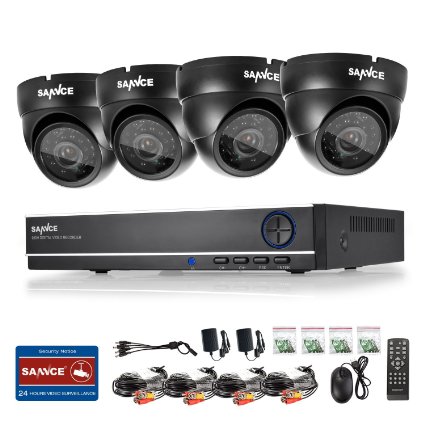 Sannce 8CH 960H CCTV DVR with 4 900TVL Weatherproof Super Night Vision Indoor and Outdoor Security Camera System P2P and QR Code Scan Remote Access No Hard Drive
