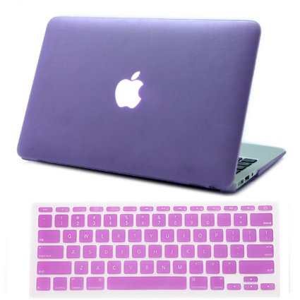 HDE Macbook Air 11 Case Hard Shell Cover Solid Matte   Keyboard Skin for Apple Mac Air 11.6" fits Model A1370 / A1465 (Lavender)