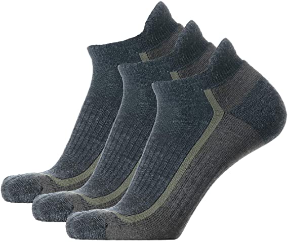 SOLAX 72% Men's and Women's Merino Wool Hiking Socks, Outdoor Trail,Trekking, Cushioned, Breathable Low Cut Socks 3 Pack