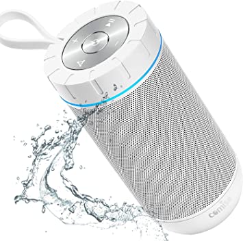 COMISO Bluetooth Speaker Waterproof IPX7 (Upgrade), 25W Wireless Portable Speaker 5.0 with Loud Stereo Sound, 360 Surround Sound, 24 Hours Playtime, 100ft Bluetooth Range Outdoor Speaker (White)