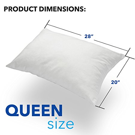 Queen Bed Pillow For Sleeping - Gel Fiber Hypoallergenic Down Alternative Pillow - .4 Micro Denier Fill with Microfiber Fabric Shell - Crafted in USA by Deluxe Home- (Soft Feel Single Pack)