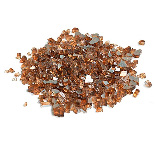 Skyflame High Luster 10-Pound Fire Glass for Fire Pit Fireplace Landscaping, 1/4-Inch Copper Reflective