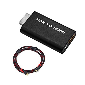 Green-state 1080P PS2 to HDMI Adapter Converter with 3.5mm Audio Output   5 Feet HDMI Cable for HDTV HDMI Monitor