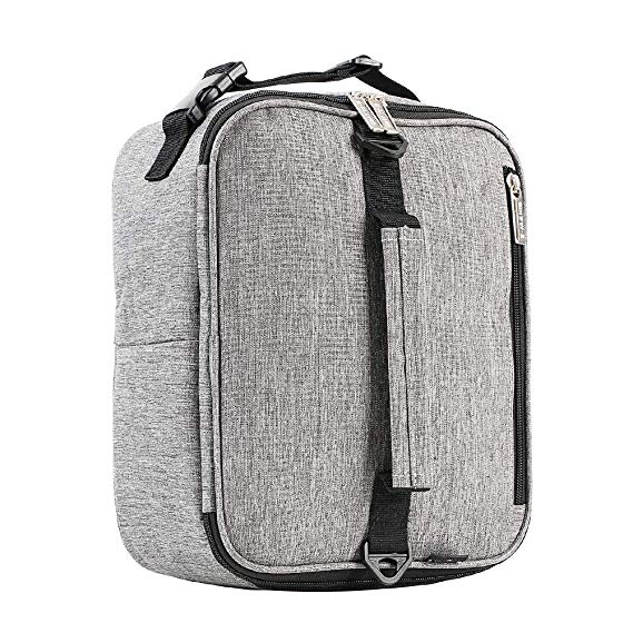 E-manis Insulated Lunch Bag Lunch Box Cooler Bag with Shoulder Strap for Men Women Kids (Gray)