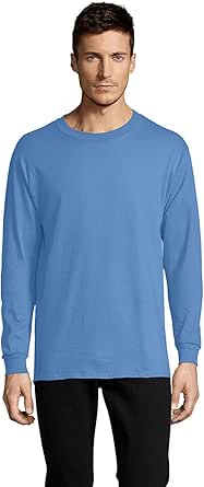 Hanes Men's Essentials Long Sleeve T-Shirt Pack, Crewneck Cotton Tees, 4-Pack