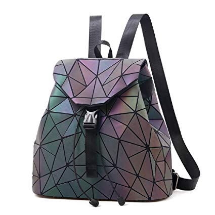 Women Geometric Luminous Backpack Handbag Fashion Shoulder Bag Lingge Flash Travel Rucksack NO.2