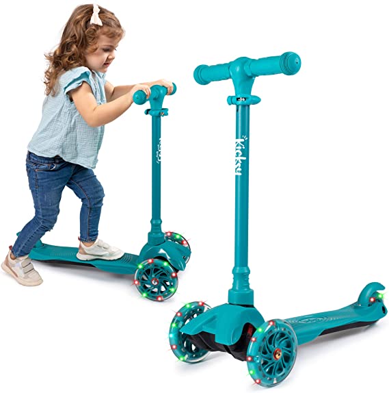 KicksyWheels Scooters for Kids - 3 Wheel Toddler Scooter for Boys & Girls - Toddlers and Kids Toys for 1 Year Old and Up - Three Heights & Light Up Wheels