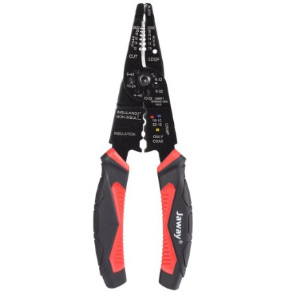 JawayTool 8" Electrical Wire Strippers Crimpers Tools Pliers Insulated with Cutter - Lifetime Warranty