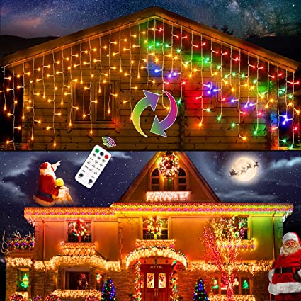 Marchpower Icicle Christmas Lights, Color Changing 32.8ft 400 LED 11 Modes Christmas Lights Outdoor with 80 Drops & Remote Control, Waterproof Connectable Icicle String Light for Xmas Décor